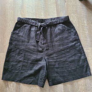 J. Jill Linen High Rise Paperbag Black Shorts Size 16  14